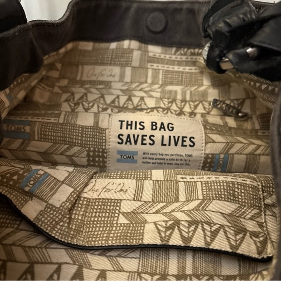 TOMS Wanderer One For One Woven Embroidered Bucket Bag Canvas Beaded Boho Black - Picture 6 of 8